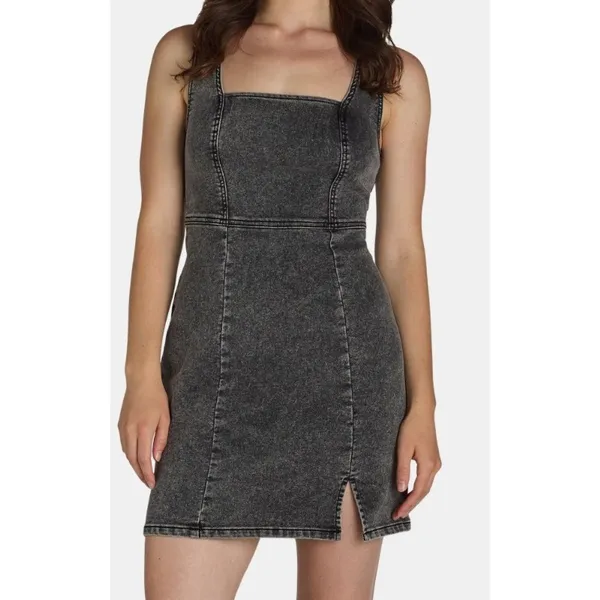 No Boundaries Womens Denim Pinafore Dress Size XL Gray Wash Mini Overall Casual - Image 6
