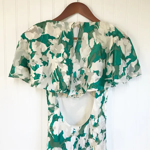 ASTR‎ the Label Velvet Burnout Midi Dress XS Green Floral Open Back Thigh Slit - Image 7