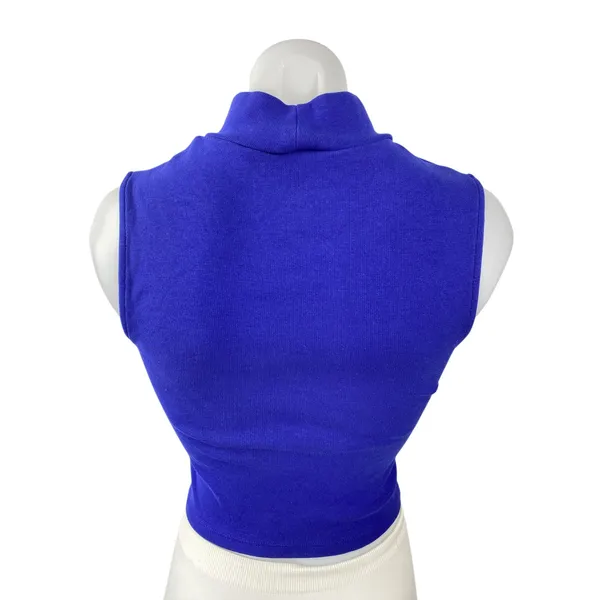 Zara Women's Royal Blue Turtleneck Sleeveless Slim Fit Crop Vest Tank Top Size S - Image 4