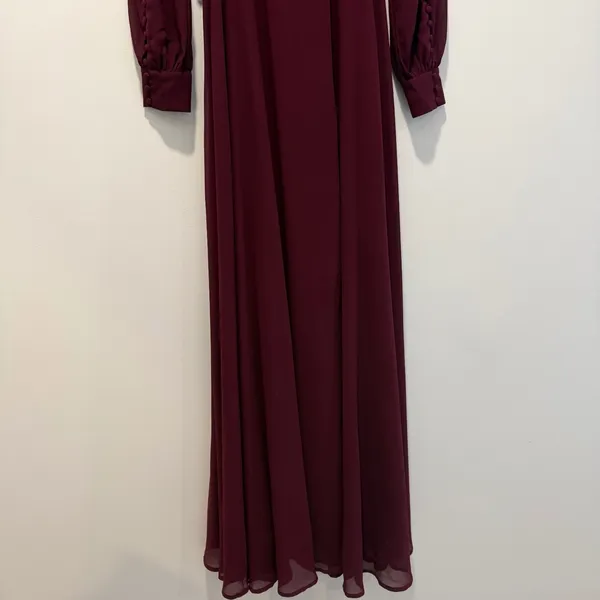 Lulus My Whole Heart Long Sleeve Wrap Dress Women's Small Burgundy Maxi - Image 2