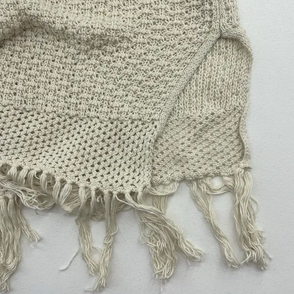 Torrid Sz 1X Cardigan Sweater Open Front Open Knit Fringe Oversized Boho Beige - Image 7