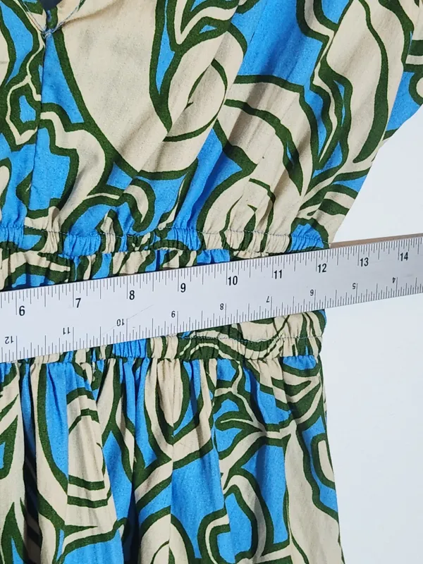 Sincerely Jules Blue and Cream Print Mini Dress Size Small Wedding Guest Dress - Image 7