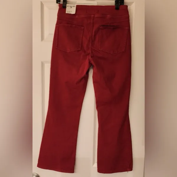 Free People We The Free In My Feelings Red Wine Cropped Slim Flare Jeans Small - Image 6