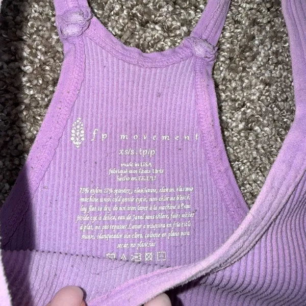 FP Movement Happiness Runs Tank Women XS/S Purple Ribbed Activewear Crop‎ Top - Image 2