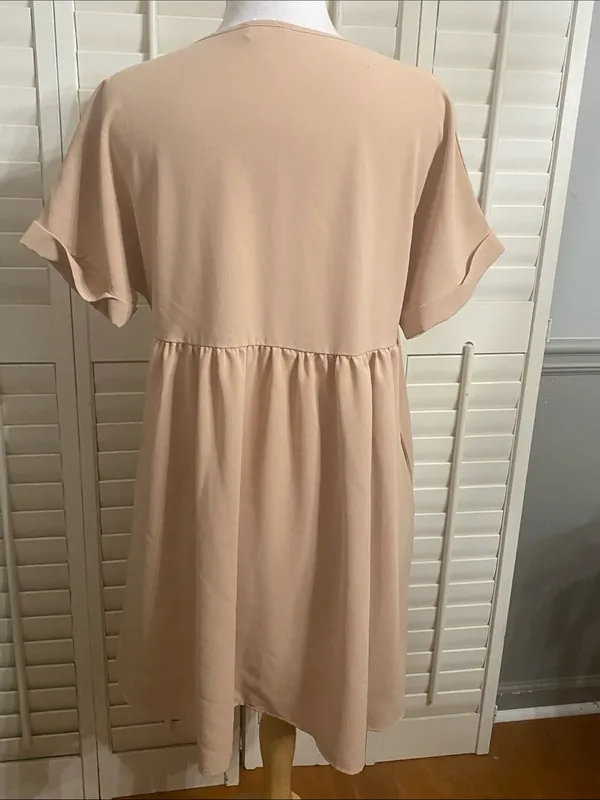 V-Neck Mini Babydoll Dress Size S - Image 5