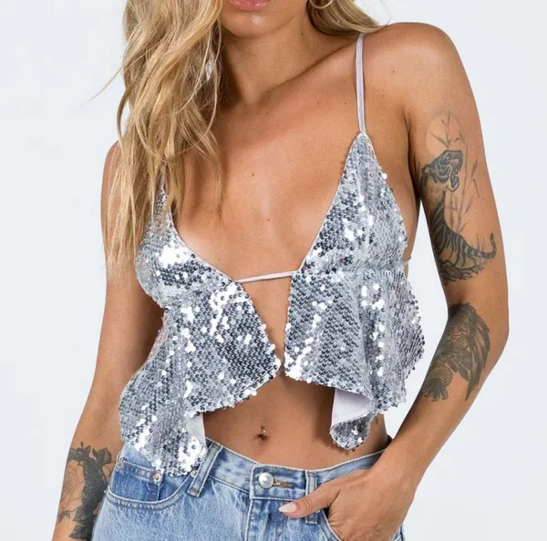 Princess Polly NWOT  Rosaton Top Silver - Image 4