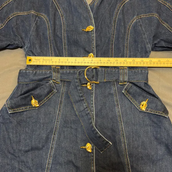 Commense Pocketed Belted Denim Dress - Image 5