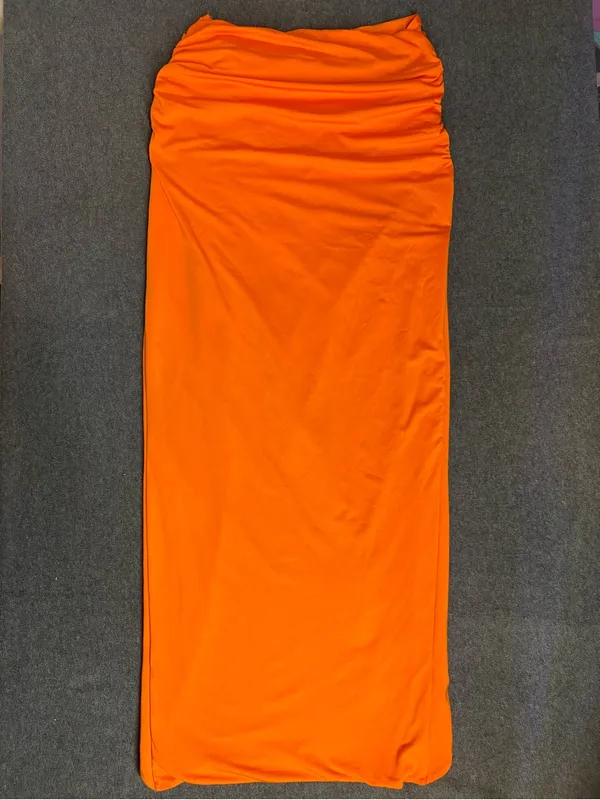 Womens Sarong Vibrant Orange Thigh High Slit Maxi Skirt Size S - Image 2