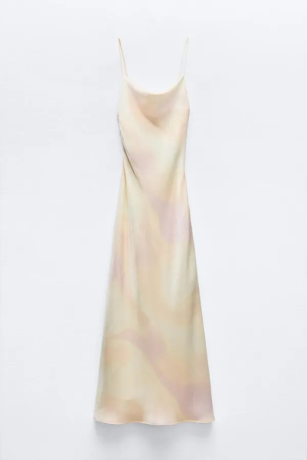 Zara maxi long satin foil effect cowl neck body on casual summer vacation dress - Image 8