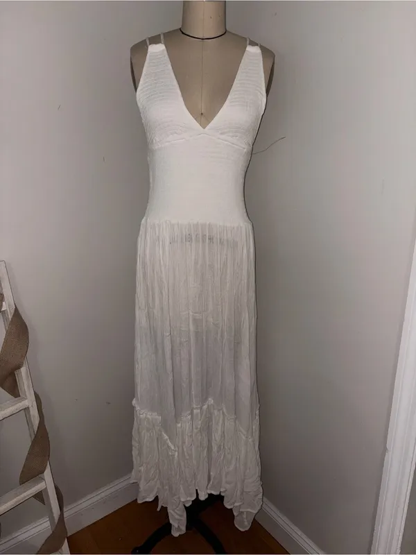 Free People Ivory Gauzy Maxi Dress Size Small - Image 6