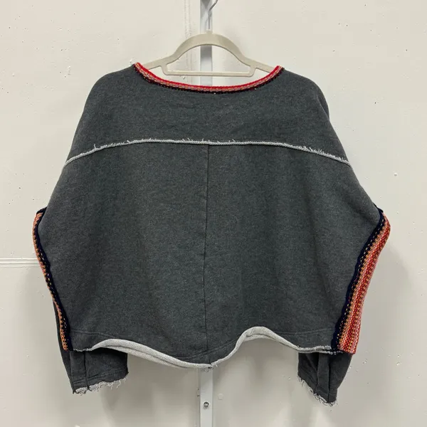 Natural Life Knit Trim Sweatshirt Top Boho Oversized Boxy‎ Heather Gray L/XL - Image 3