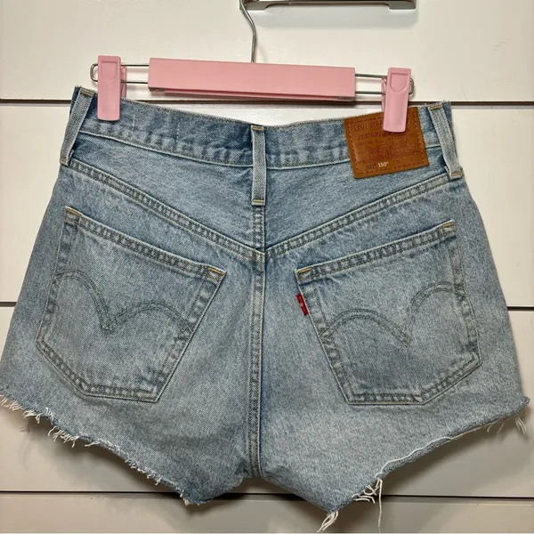 Levi's 501 Denim Shorts High Waisted Daisy Patchwork Shorts - Image 4