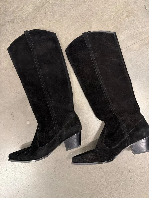 Raye Castiel Suede Cowboy Boots Black Womens Size 8 - Image 5