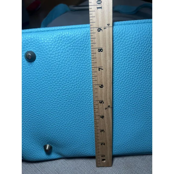 Nicole Miller Tote Bag Womens Large Turquoise PVC Shoulder Travel Zip Studded - Image 15