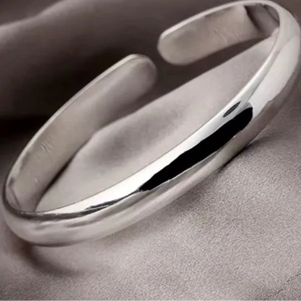 925 Sterling Silver Cuff Woman Bracelet Polishing Silver Bangle Bracelet - Image 3