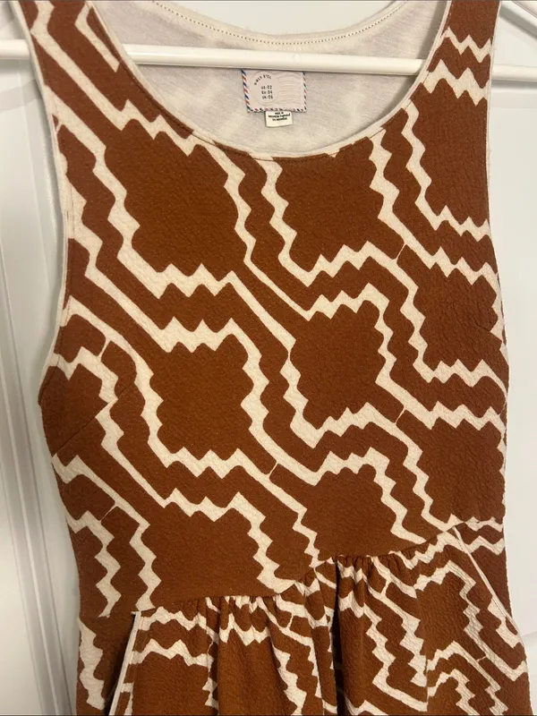 Anthropologie Rust and Cream Geometric Mini Dress - Image 2