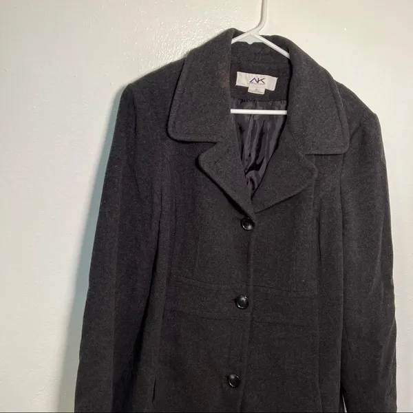 Anne Klein Sport Women's Size XL Peacoat Dark Charcoal Gray Button Down Pockets - Image 3