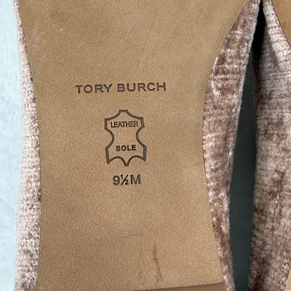 Tory Burch Dusty Rose Velvet Ribbed Smoking Slipper Loafers Gold Trim Flats 9.5‎ - Image 13