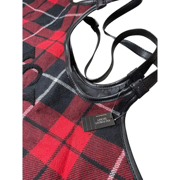 Victoria's Secret Plaid Overnight Bag Red Black Travel Weekender‎ Large Handbag - Image 3