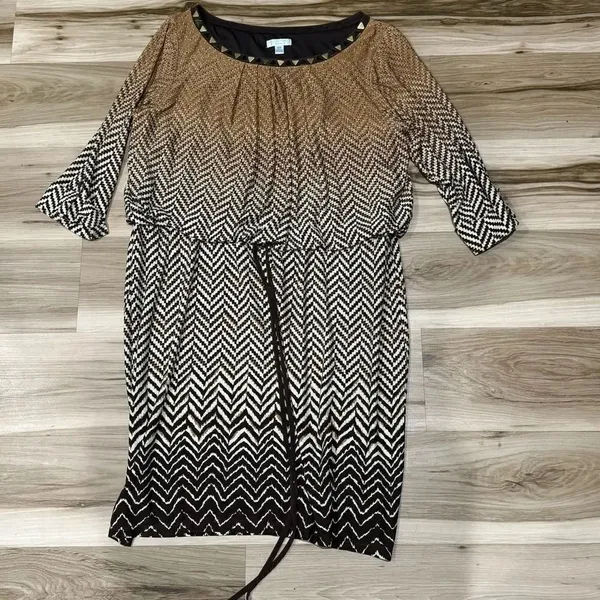 London Times Printed Brown Tan Dress Women’s 18W - Image 2