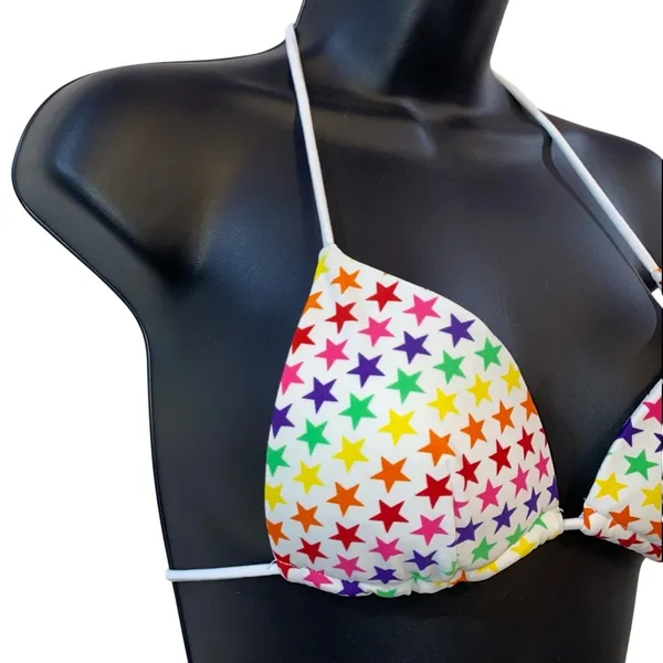 NWT Incity Bikini Set Rainbow‎ Star Print Small Triangle Top Cheeky Bottom - Image 3