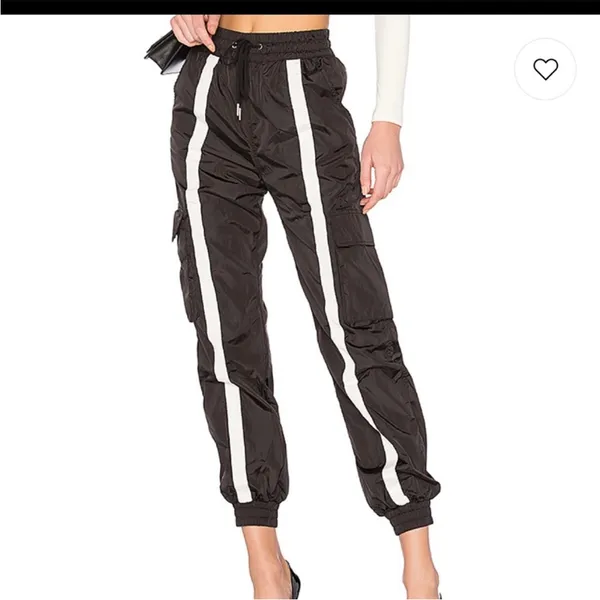 Danielle Guizio Striped Track Pants Joggers‎ Nylon Black White Size S - Image 5