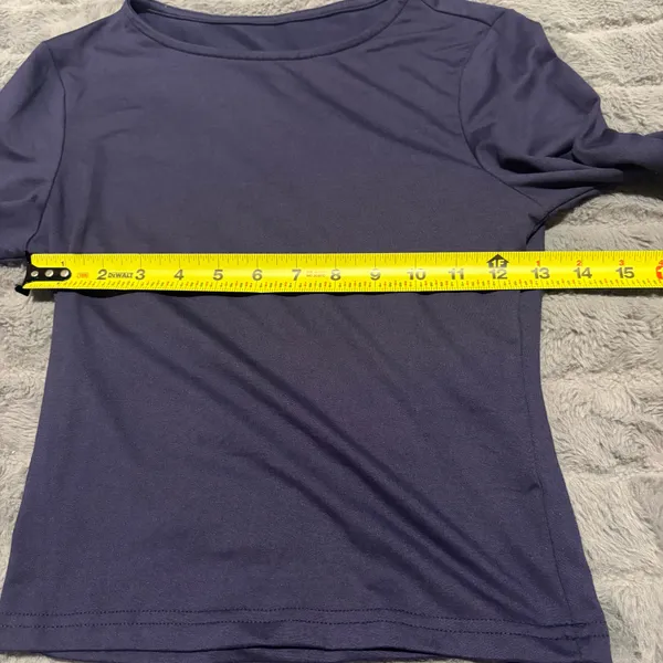 Navy Blue Long Sleeve Stretch Tee Women’s Small Fitted Basic Top Purple - Image 4