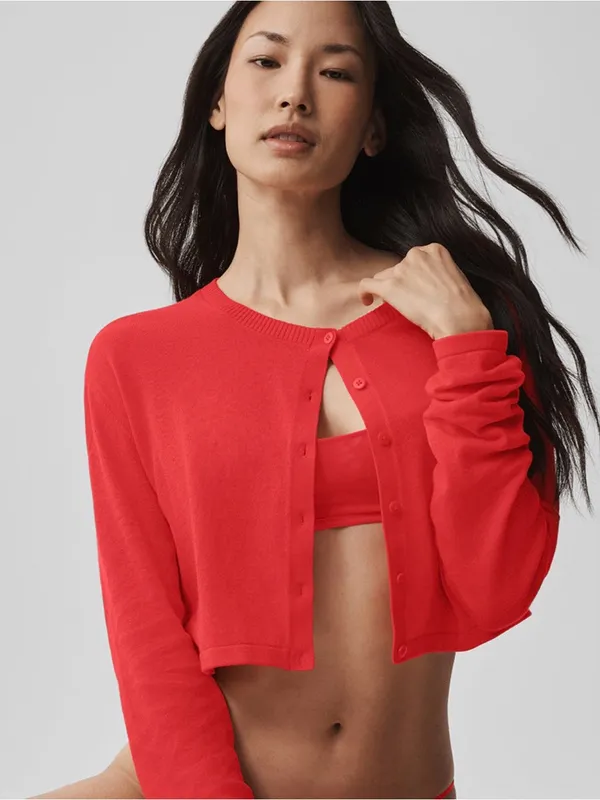 Alo Yoga Supernatural Sweater Cardigan – Bright Red – Size XS. - Image 7
