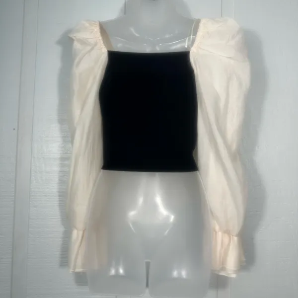 Miou Muse Eloise Black and Ivory Top Size Large EUC - Image 6
