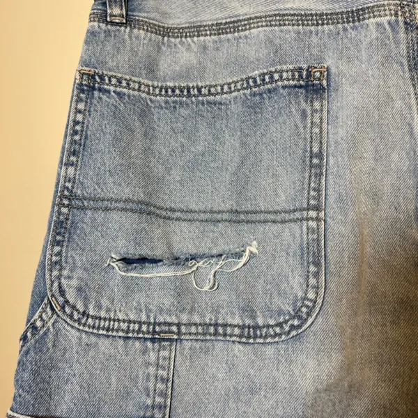 American Eagle Jean‎ Shorts Jorts Low Rise Baggy Carpenter Blue Denim Size 6 - Image 3
