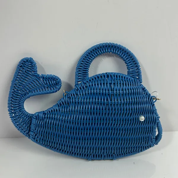 Tommy Bahama Blue Whale Wicker‎ Crossbody Bag Novelty Nautical Purse - Image 15