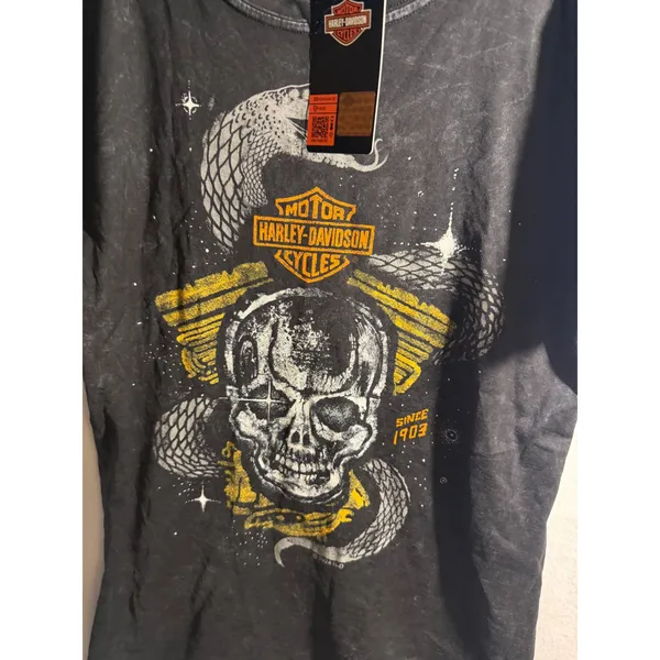 Harley-Davidson Engine Snake Skull Graphic Tee Black Mineral Wash Large NWT - Image 2