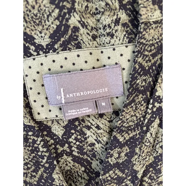ANTHROPOLOGIE Rachel Tunic Dress in Green Snake Print Short Sleeve Size Medium - Image 4