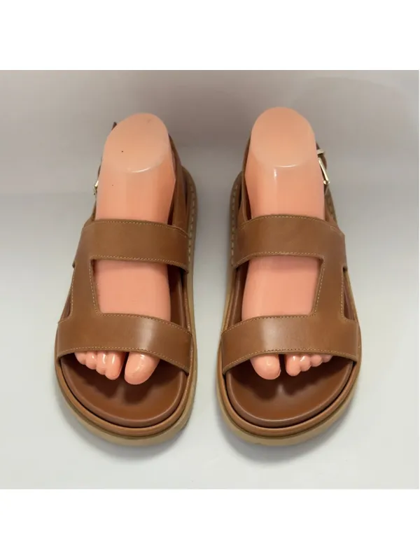 ALOHAS Lorelei Cut Out Leather Footbed Flat Sandal Tan Size 8.5 - Image 11