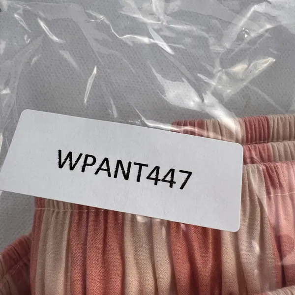LyreBird Pansy Striped Wide Leg Floral High Waist Cotton Pants Pink Cream Size M - Image 11