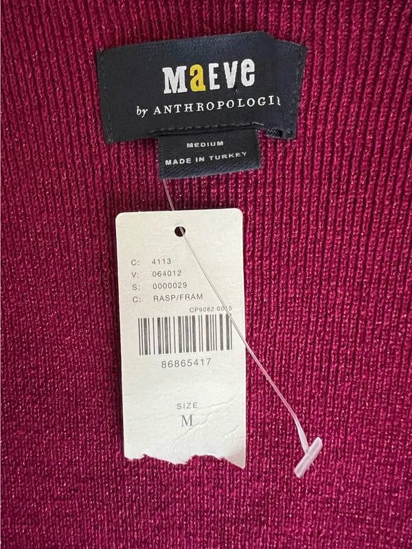 Maeve by Anthropologie‎ NWT Square Neck Bell Sleeve Sweater Raspberry Sparkle M - Image 4