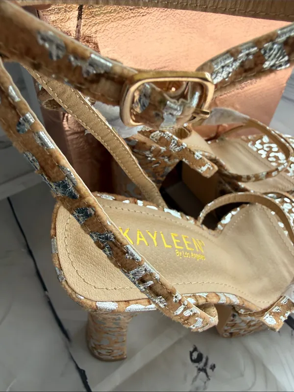 KAYLEEN By Los Angeles Myra-40 in Leopard Silver Metalic Platform Heels - Image 6