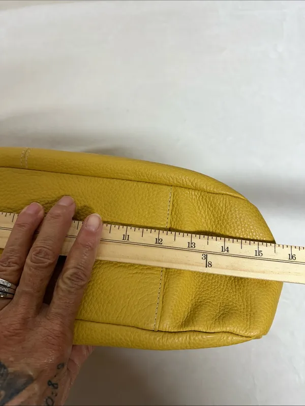 Ombu Leather Mustard Yellow Braided-Handle Shoulder Bag - Image 7