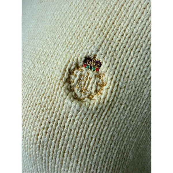 Lauren Ralph Lauren Yellow Cotton Crewneck Sweater L - Image 5