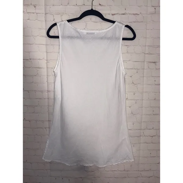 Cut Loose Womens White 100% Linen 2 Piece Set Tunic Tank Top and Wide Leg Pants - Image 5