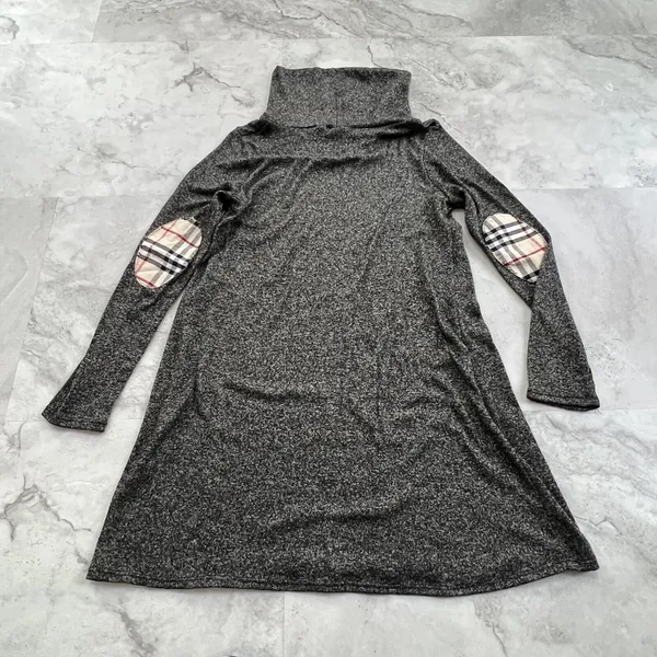 Million Bullpup Sweater with Elbow Patches Gray Tunic Dress Size Large L USA‎ - Image 3