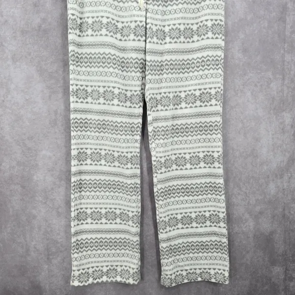 Old Navy White Gray Fleece Snowflake Sleep Pajama Bottoms‎ Pants M Medium - Image 4