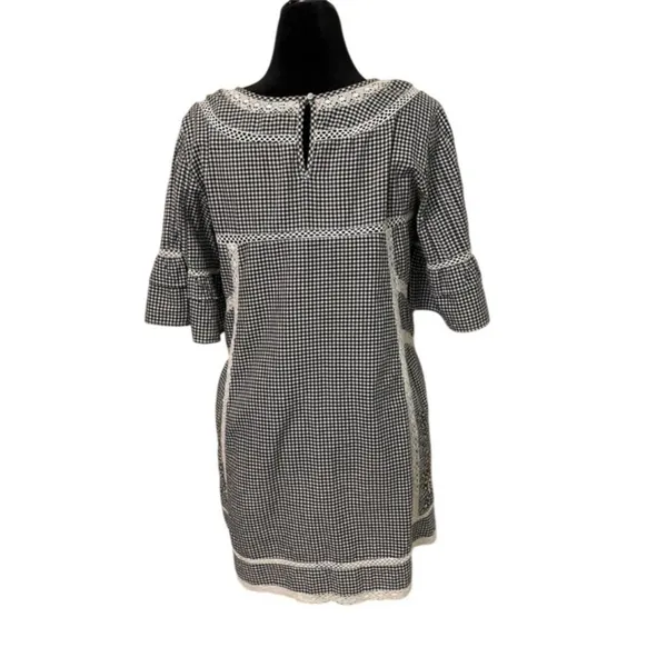 Free People Sunny Day Floral Embroidered Gingham Mini Dress Womens Medium Lace - Image 5