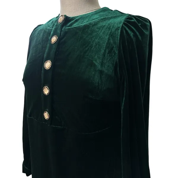 Tuckernuck Pomander Place Arabella Midi Dress in Emerald Green Velvet Size Small - Image 5