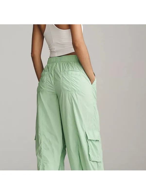 NWT Anthropologie Mint Green Cargo Drawstring Joggers Daily Practice - Image 2