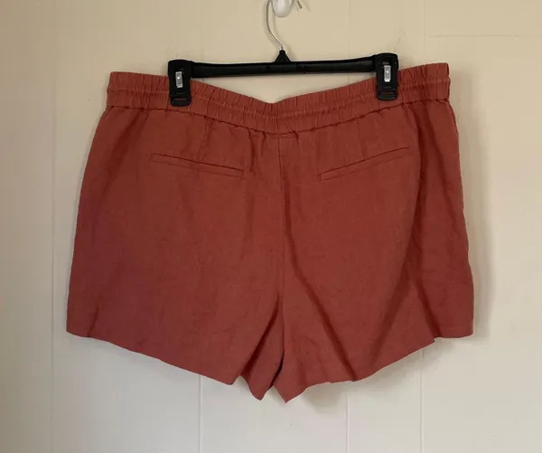 Ann Taylor LOFT 100% linen shorts pink Drawstring Elastic Waist women’s size L - Image 5