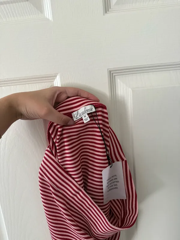 BNWT L’Academie Red & Pink Striped Mini Skirt - Image 7