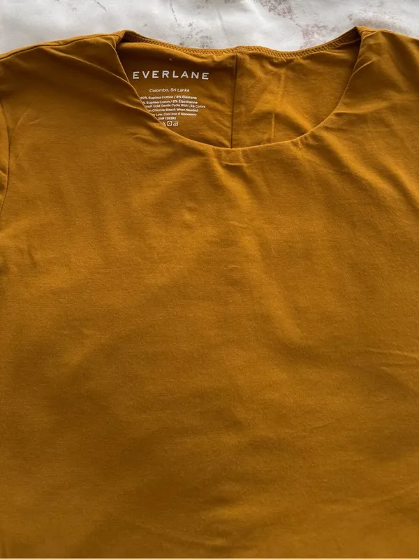 Everlane mustard tapenade Short Sleeve crewneck bodysuit, size S Supima cotton - Image 16