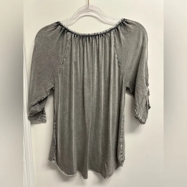 Solitaire Charcoal Acid Washed  Embroidered Blouse - Image 2