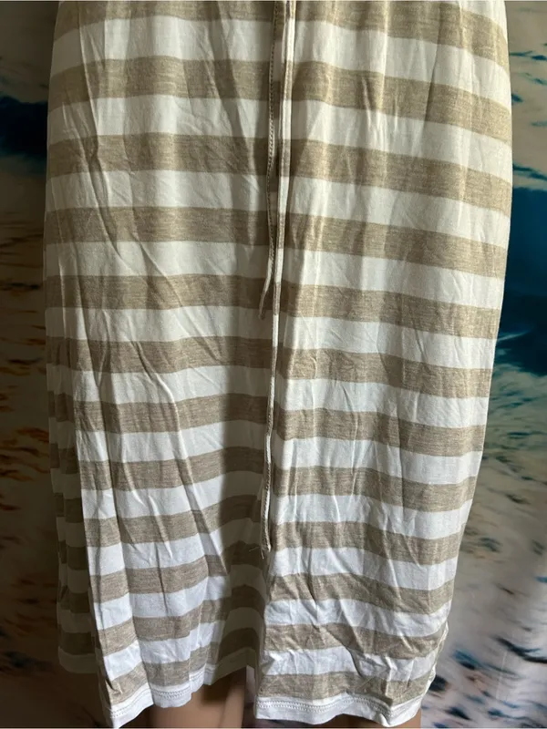 Calvin Klein Beige & White Striped Knit Dress with Mesh Yoke SZ 8 NWT - Image 8